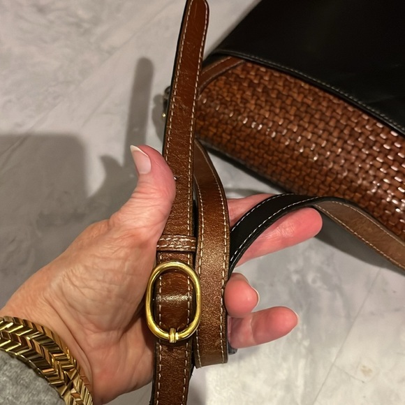 Bally  vintage bag   woven leather flap Italian leather   Black & brown   EUC - Picture 11 of 17